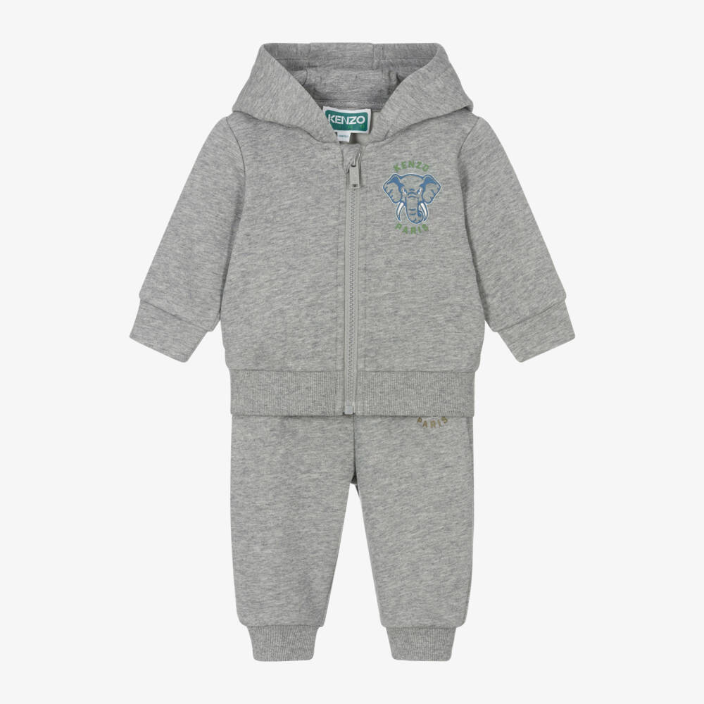 KENZO KIDS-Boys Grey Elephant Logo Set | Childrensalon Outlet