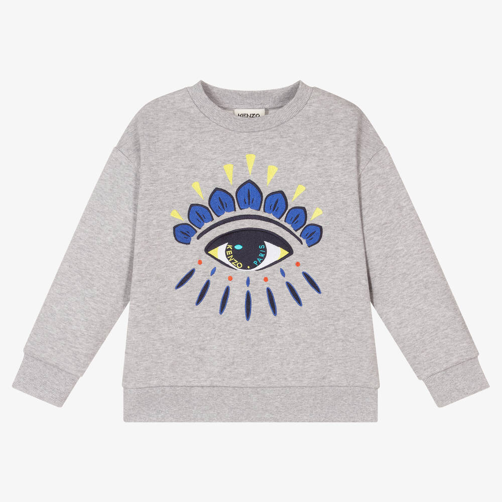 KENZO KIDS Boys Grey Eye Logo Sweatshirt Childrensalon Outlet