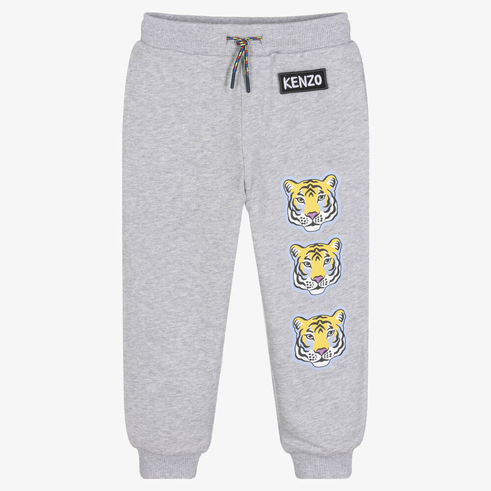 KENZO KIDS - Boys Grey Marl Logo Joggers | Childrensalon