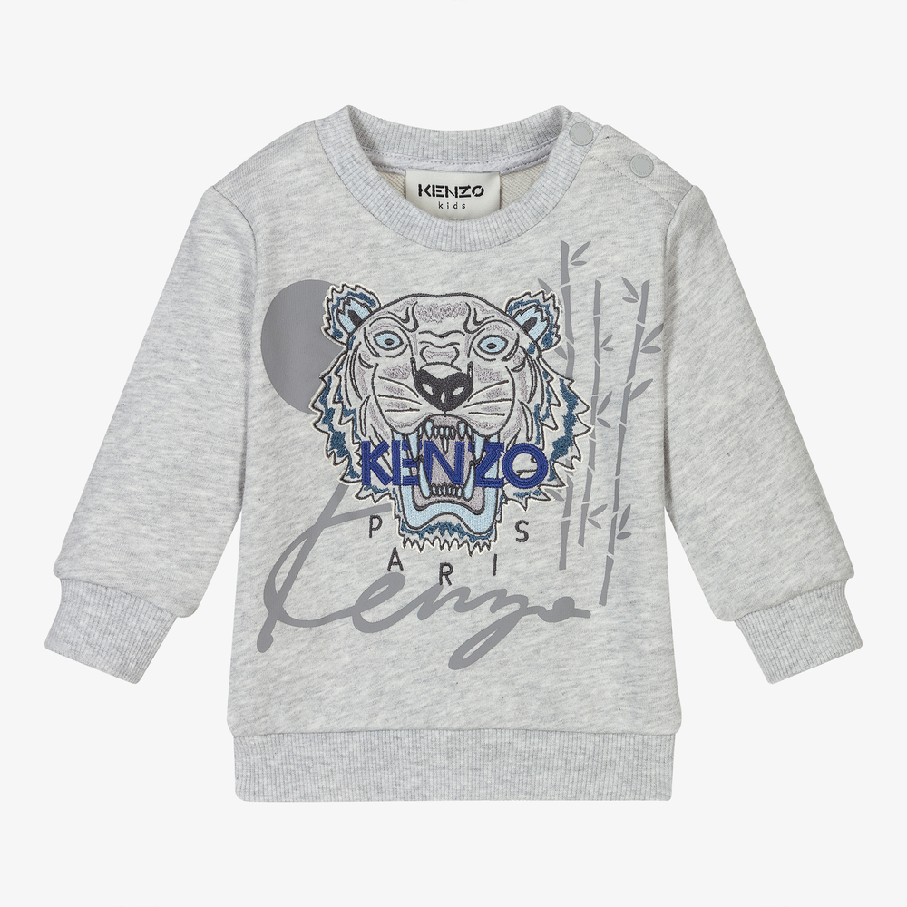 KENZO KIDS - Серый свитшот с тигром для мальчиков | Childrensalon