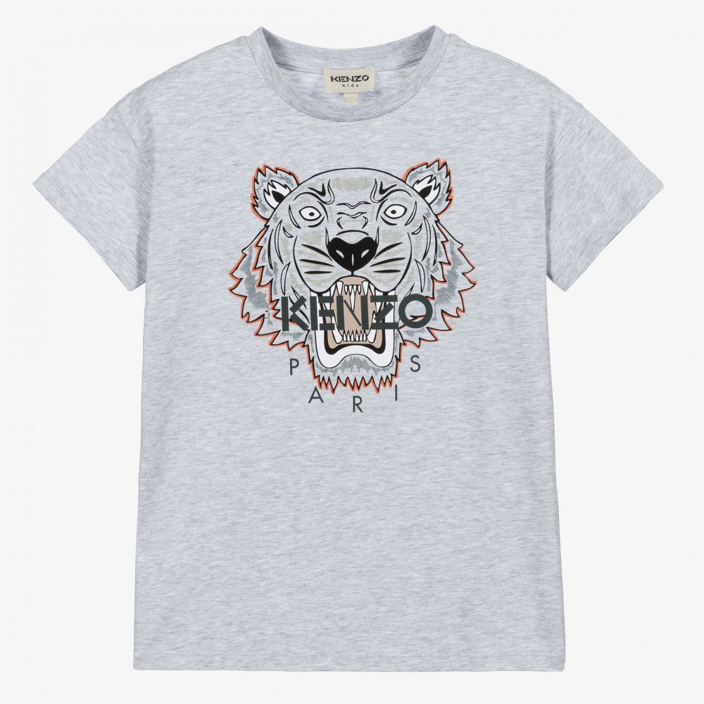 KENZO KIDS - Boys Grey Tiger T-Shirt | Childrensalon