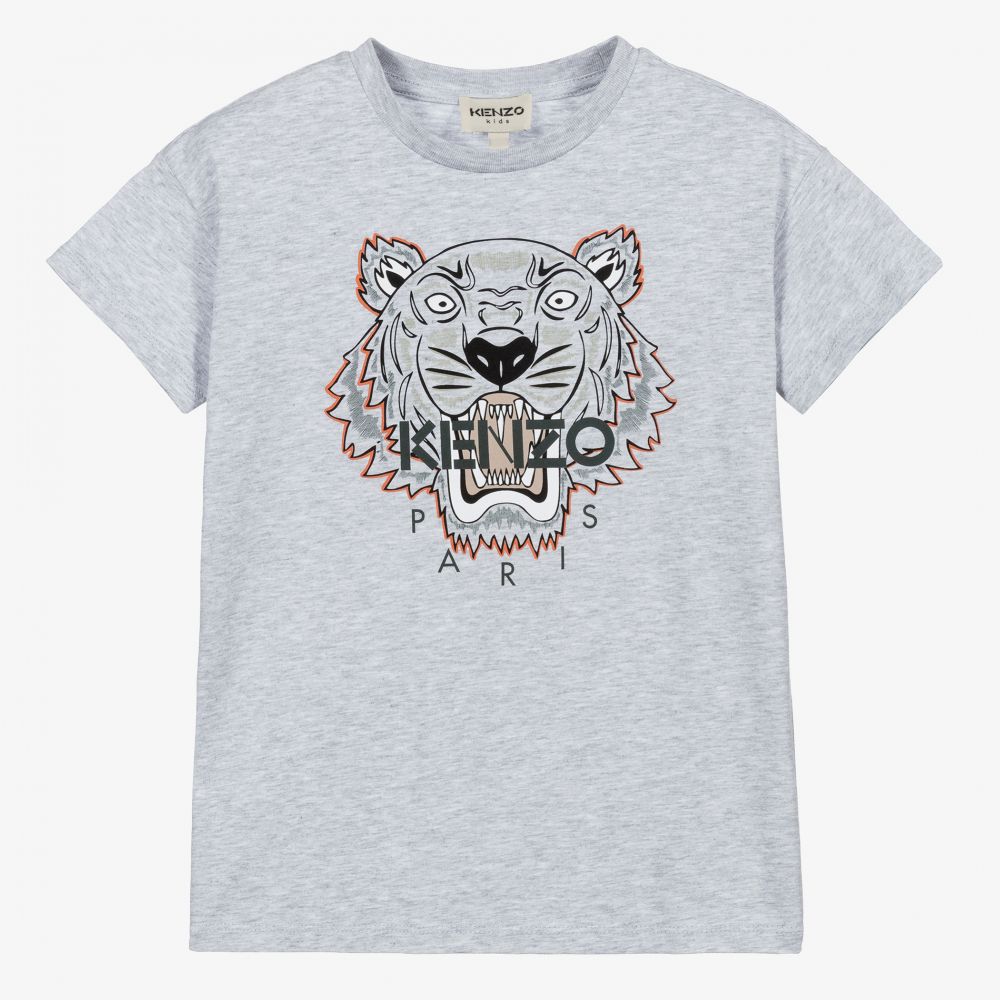 KENZO KIDS - Серая футболка с тигром для мальчиков | Childrensalon