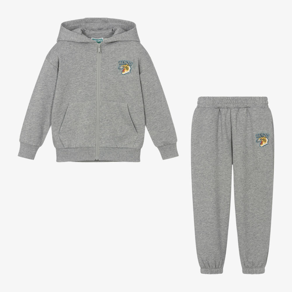 KENZO KIDS-Boys Grey Tiger Varsity Tracksuit | Childrensalon Outlet