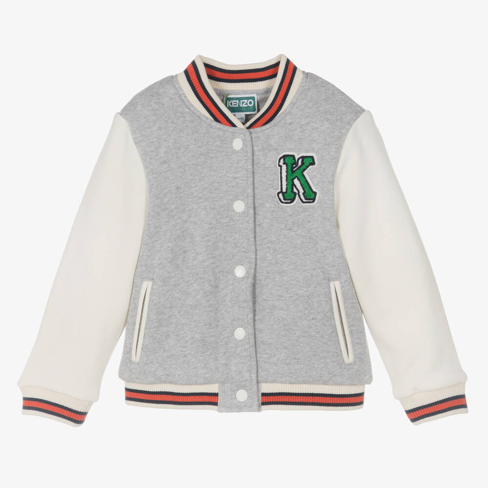 KENZO KIDS - Boys Grey Varsity Tiger Baseball Jacket | Childrensalon