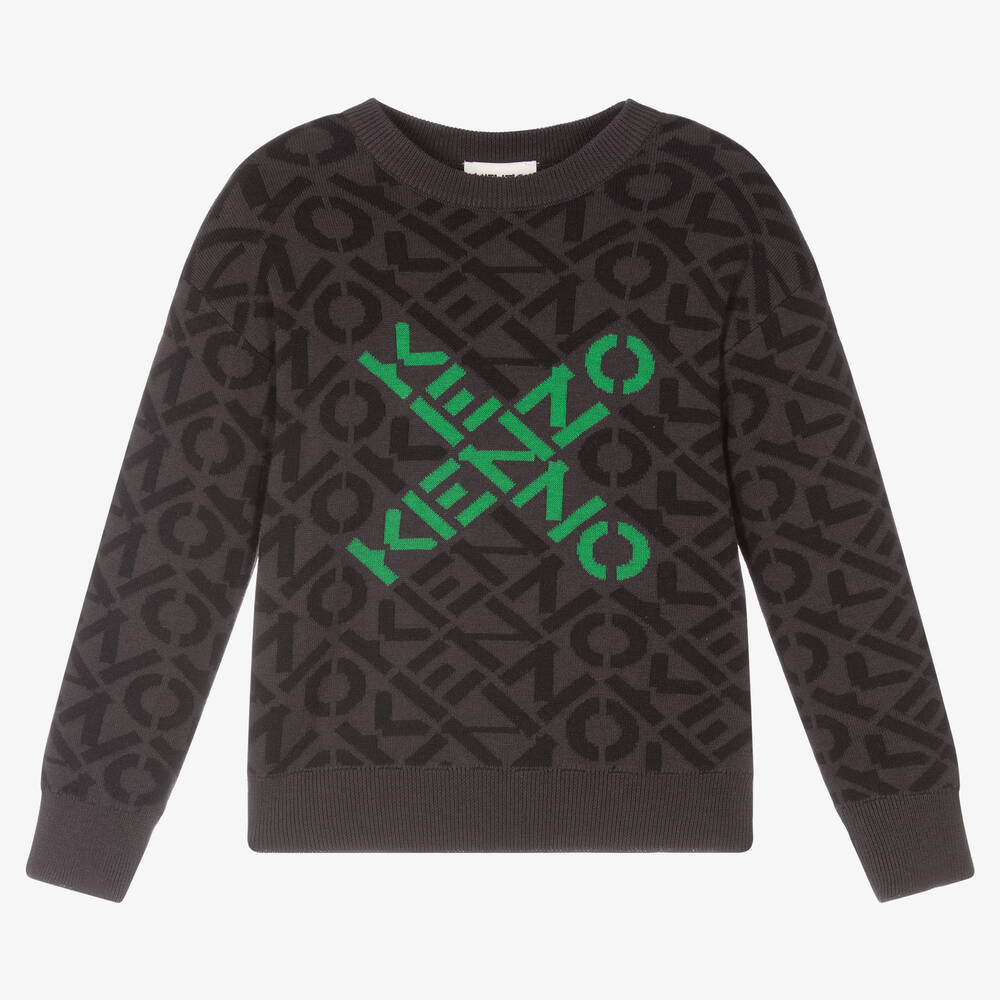 KENZO KIDS - Pull gris en laine Garçon | Childrensalon