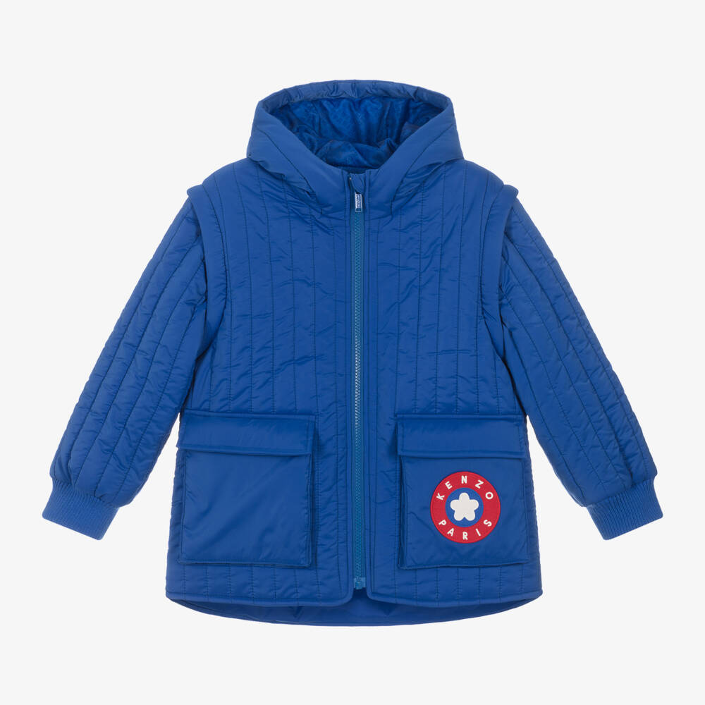KENZO KIDS-Boys Hooded Quilted Jacket | Childrensalon Outlet