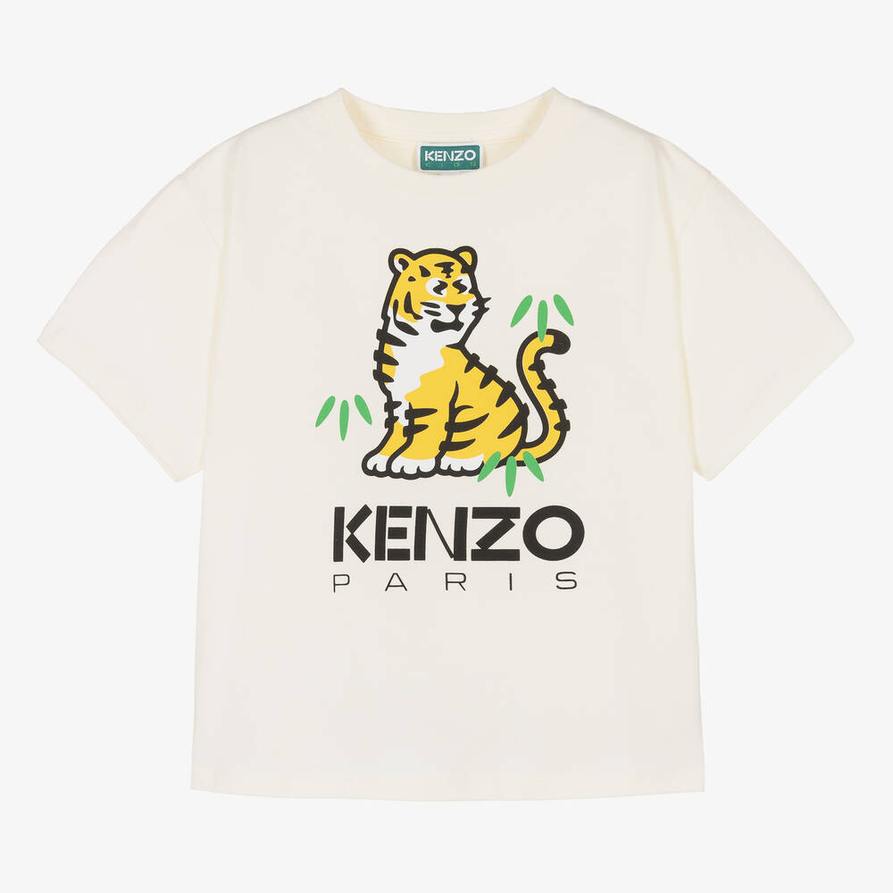 KENZO KIDS - تيشيرت قطن لون عاجي للأولاد | Childrensalon