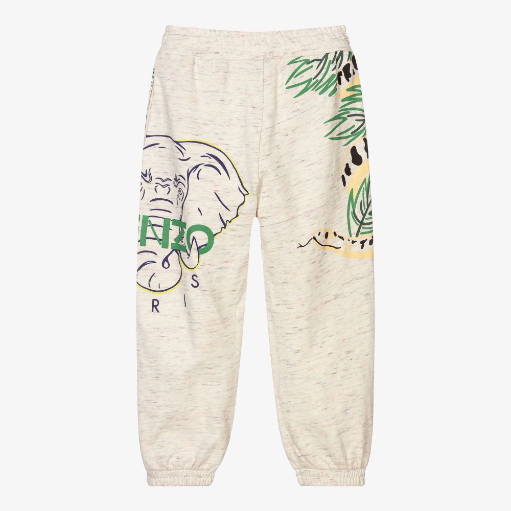 KENZO KIDS-Boys Ivory Cotton Logo Joggers | Childrensalon Outlet