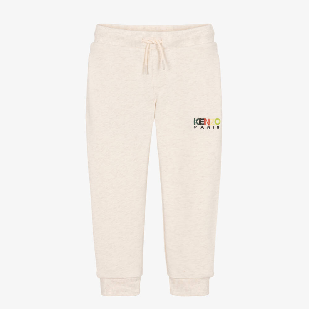 KENZO KIDS - Boys Ivory Cotton Logo Joggers | Childrensalon