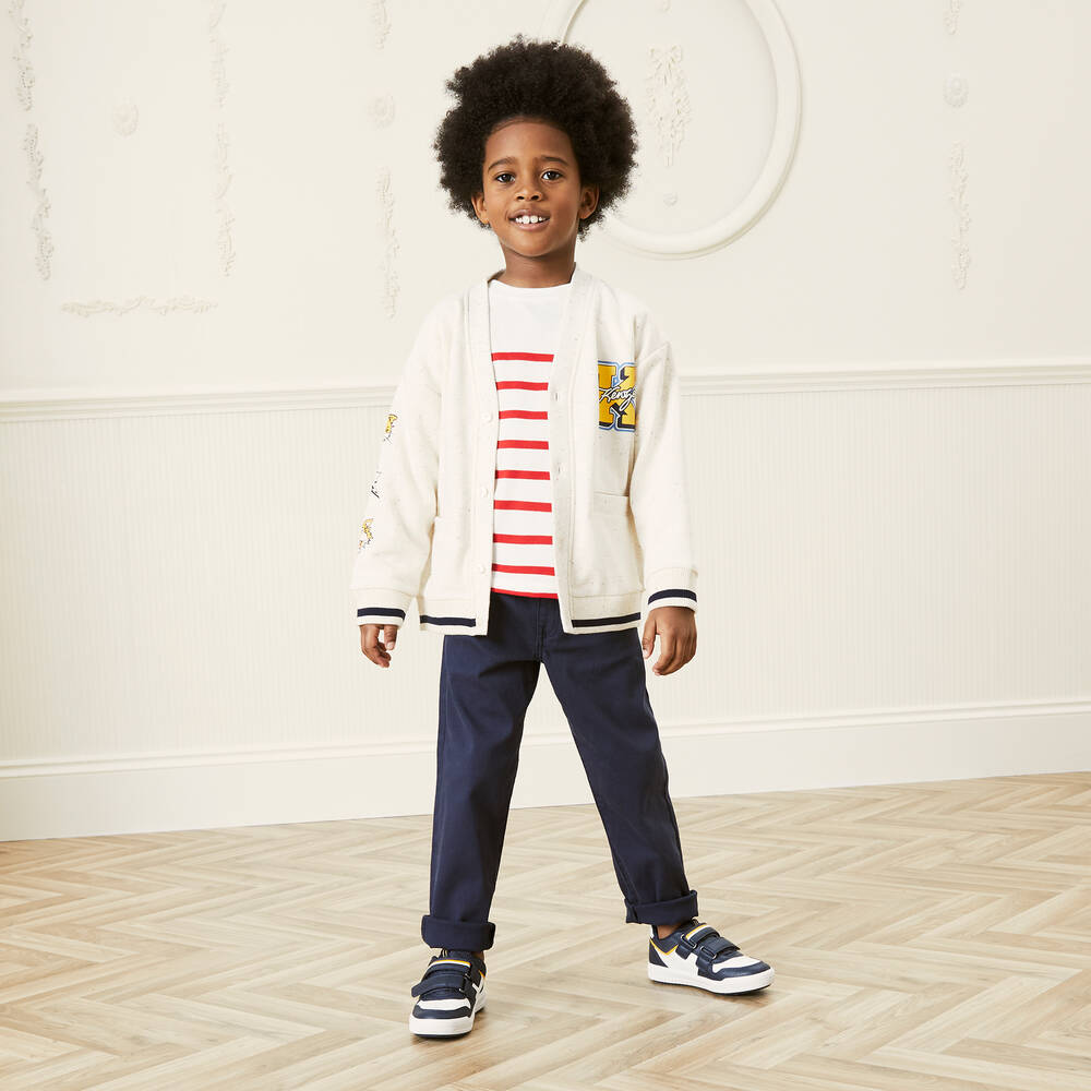 KENZO KIDS Boys Ivory Cotton Tiger Varsity Cardigan Childrensalon Outlet