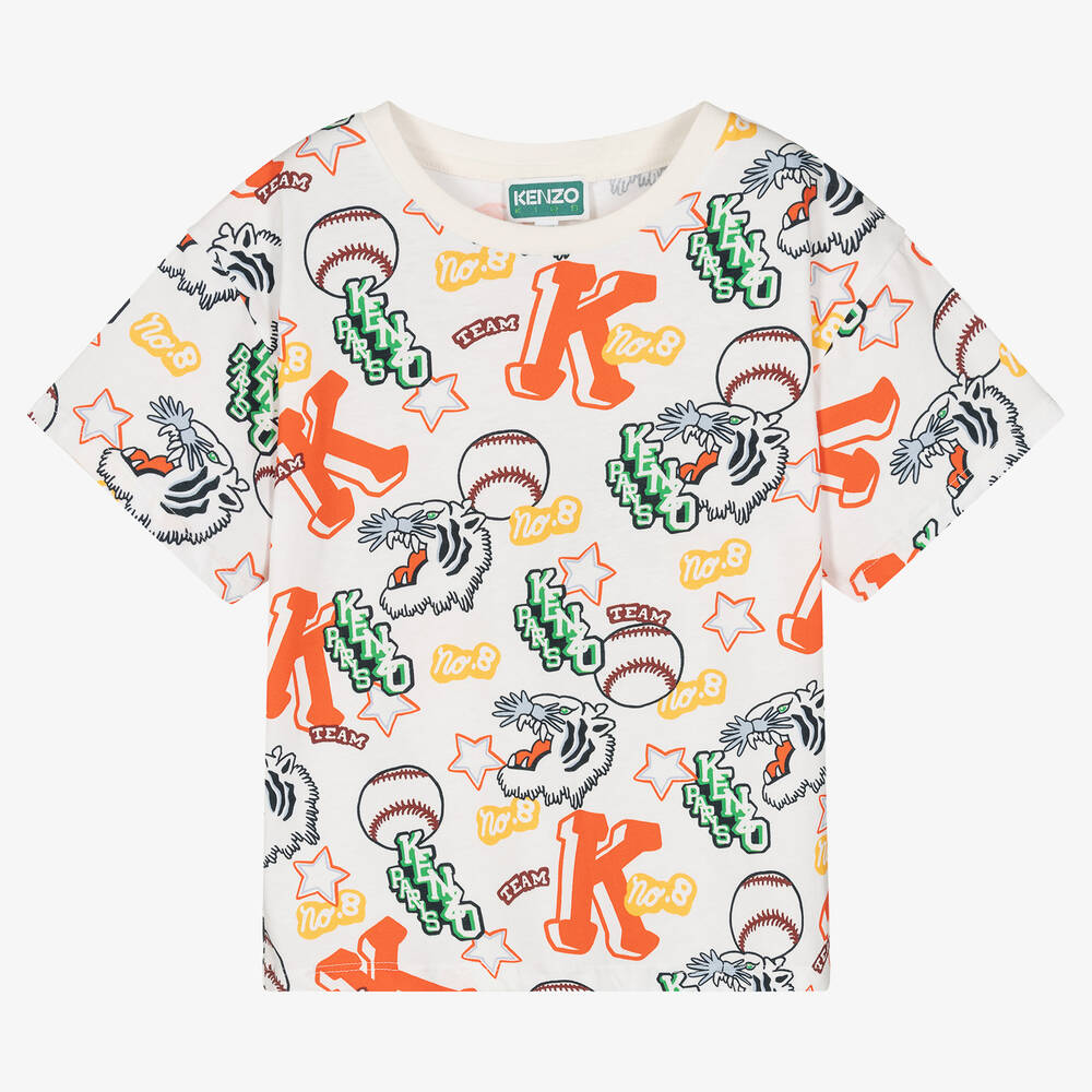 KENZO KIDS - T-shirt ivoire en coton tigre | Childrensalon