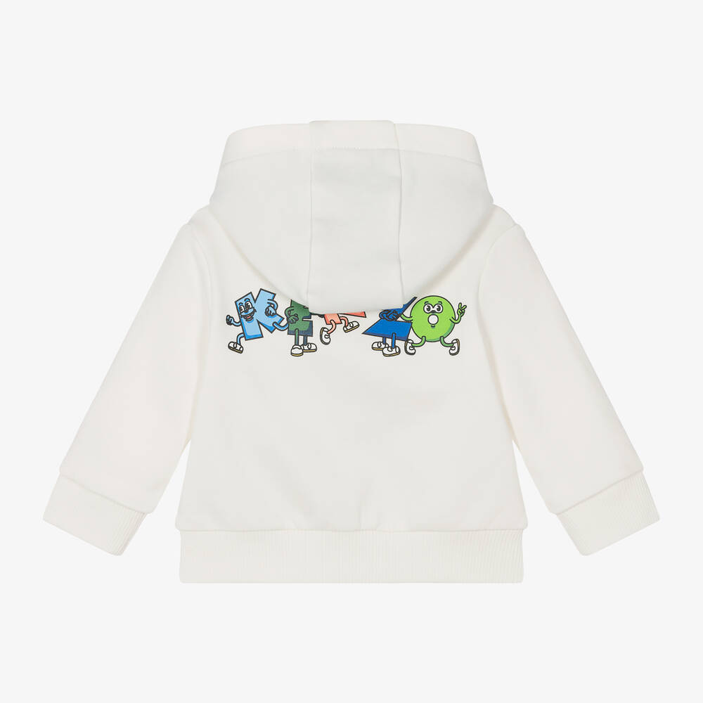 KENZO KIDS-Boys Ivory Cotton Zip-Up Hoodie | Childrensalon Outlet