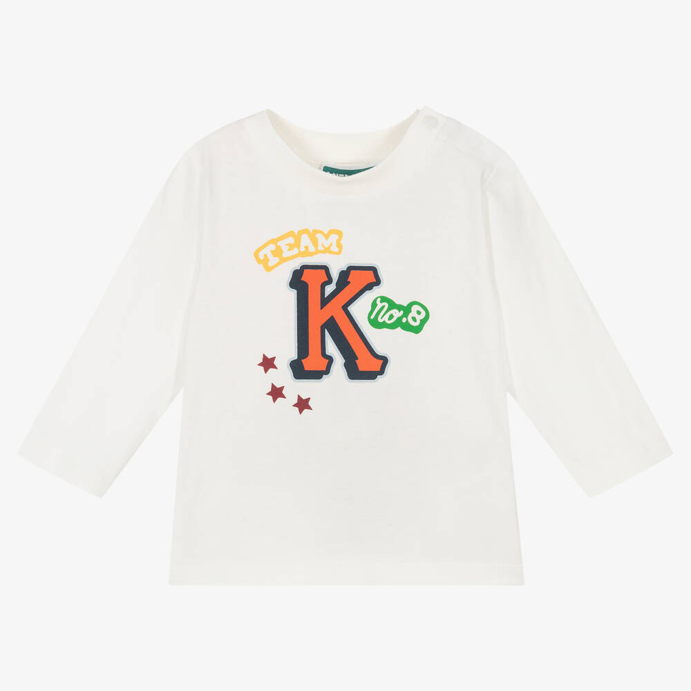 KENZO KIDS - توب قطن جيرسي عضوي لون عاجي للأولاد | Childrensalon