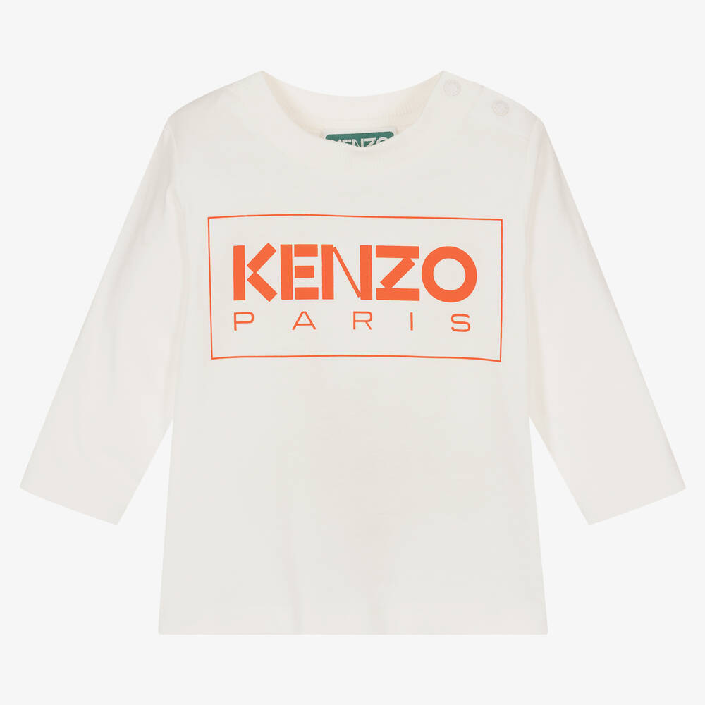KENZO KIDS-Кремовый топ из органического хлопка для мальчиков | Childrensalon Outlet