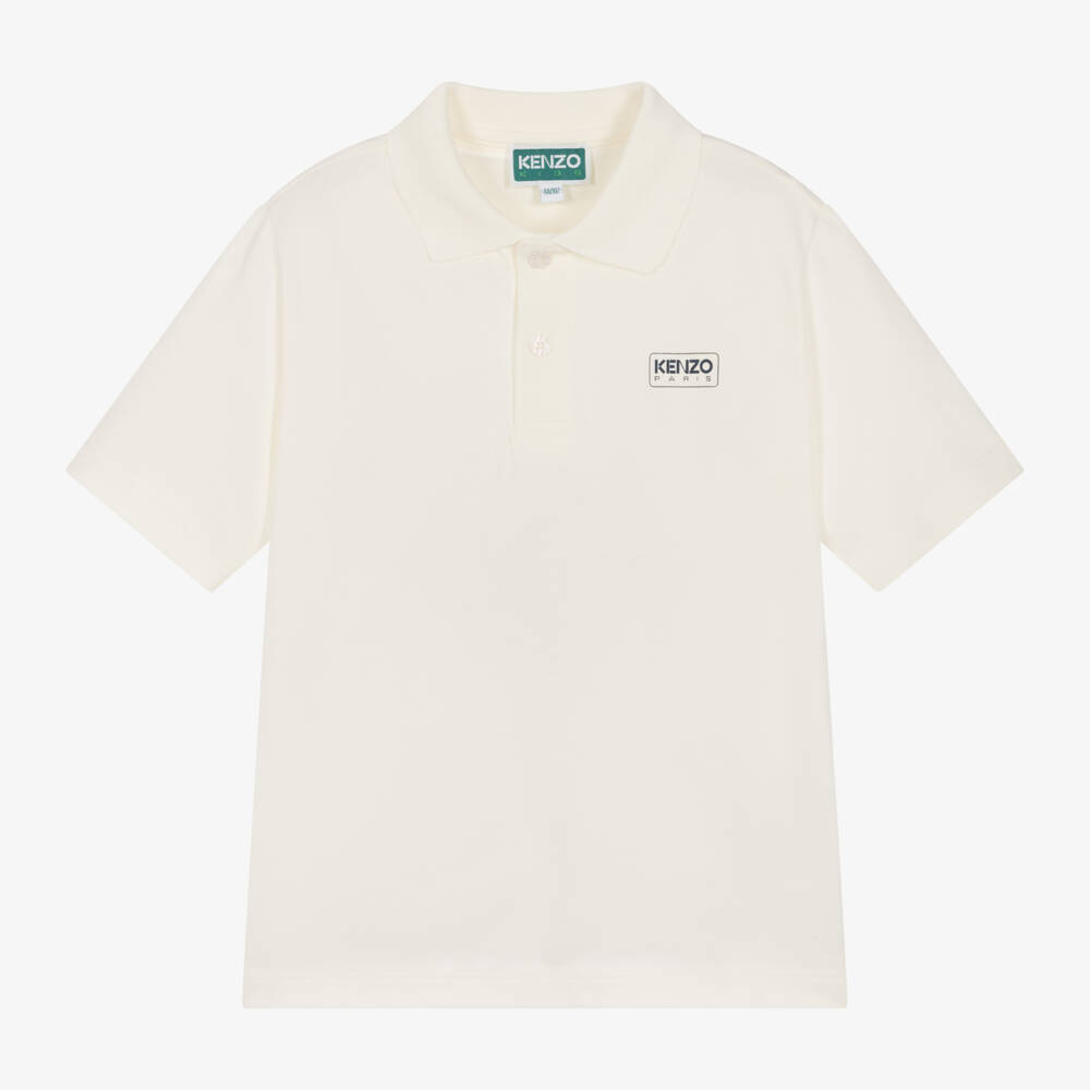 KENZO KIDS-Boys Ivory Piqué Polo Top | Childrensalon Outlet