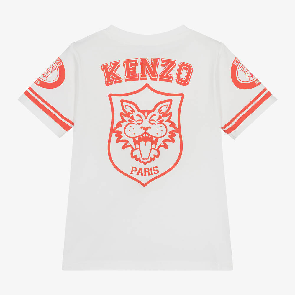 KENZO KIDS Boys Ivory Red Cotton Tiger T Shirt