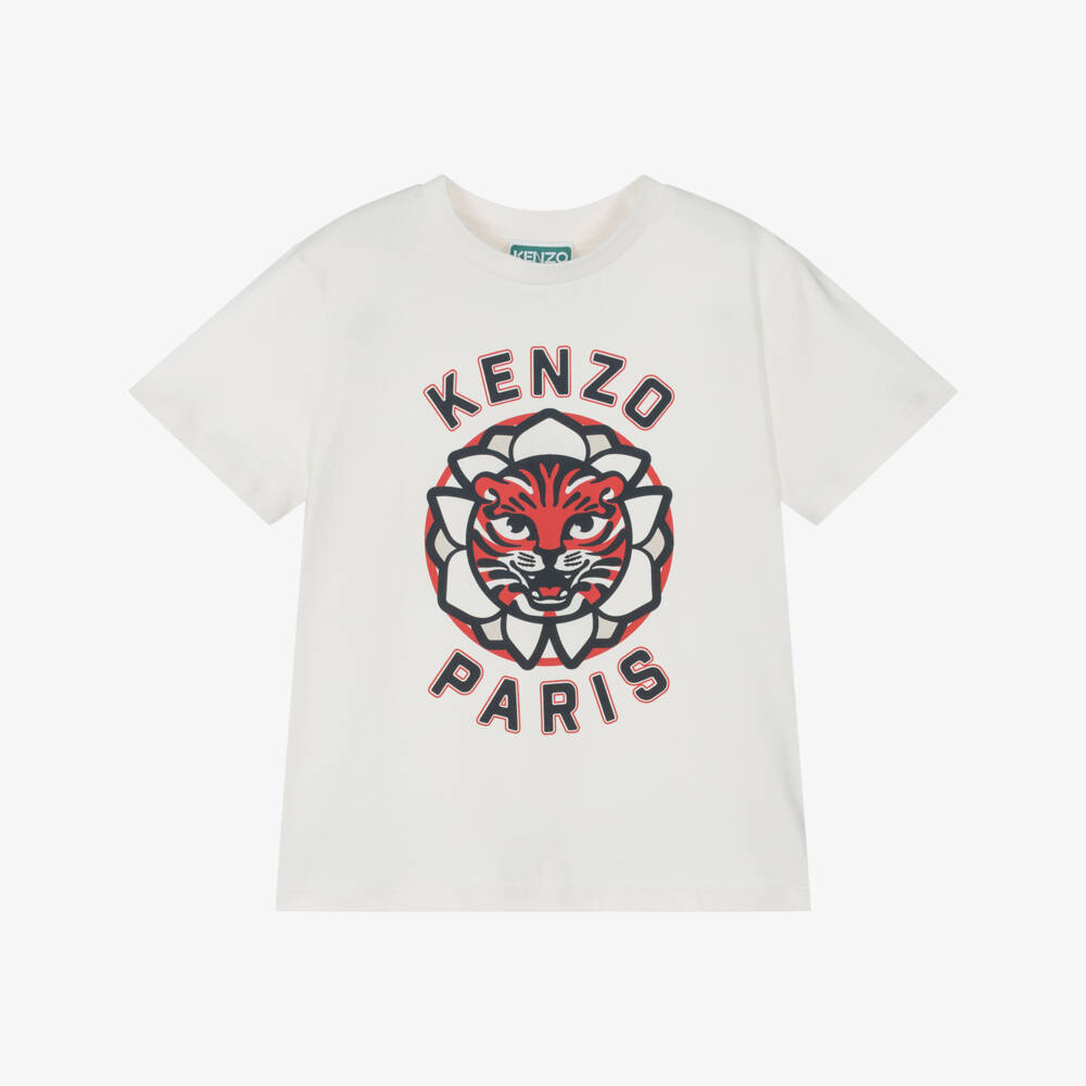 KENZO KIDS-تيشيرت عاجي برسمة نمر للأولاد | Childrensalon Outlet