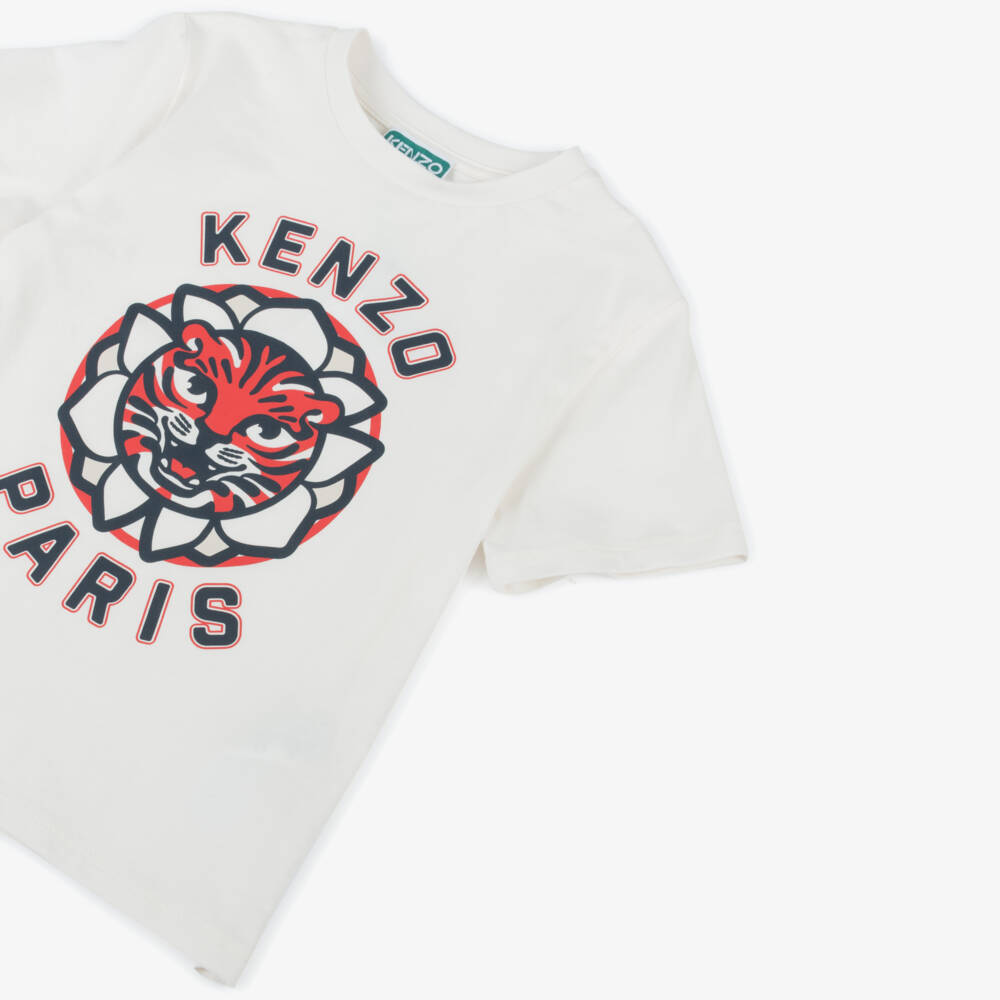 KENZO KIDS-Boys Ivory Tiger Graphic Tee | Childrensalon Outlet