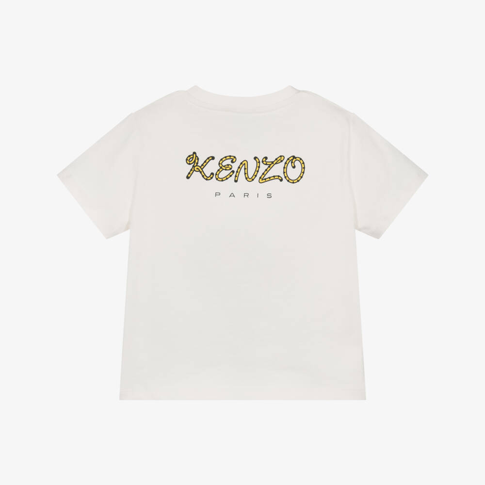 KENZO KIDS-تيشيرت عاجي بنقشة النمر للأولاد | Childrensalon Outlet