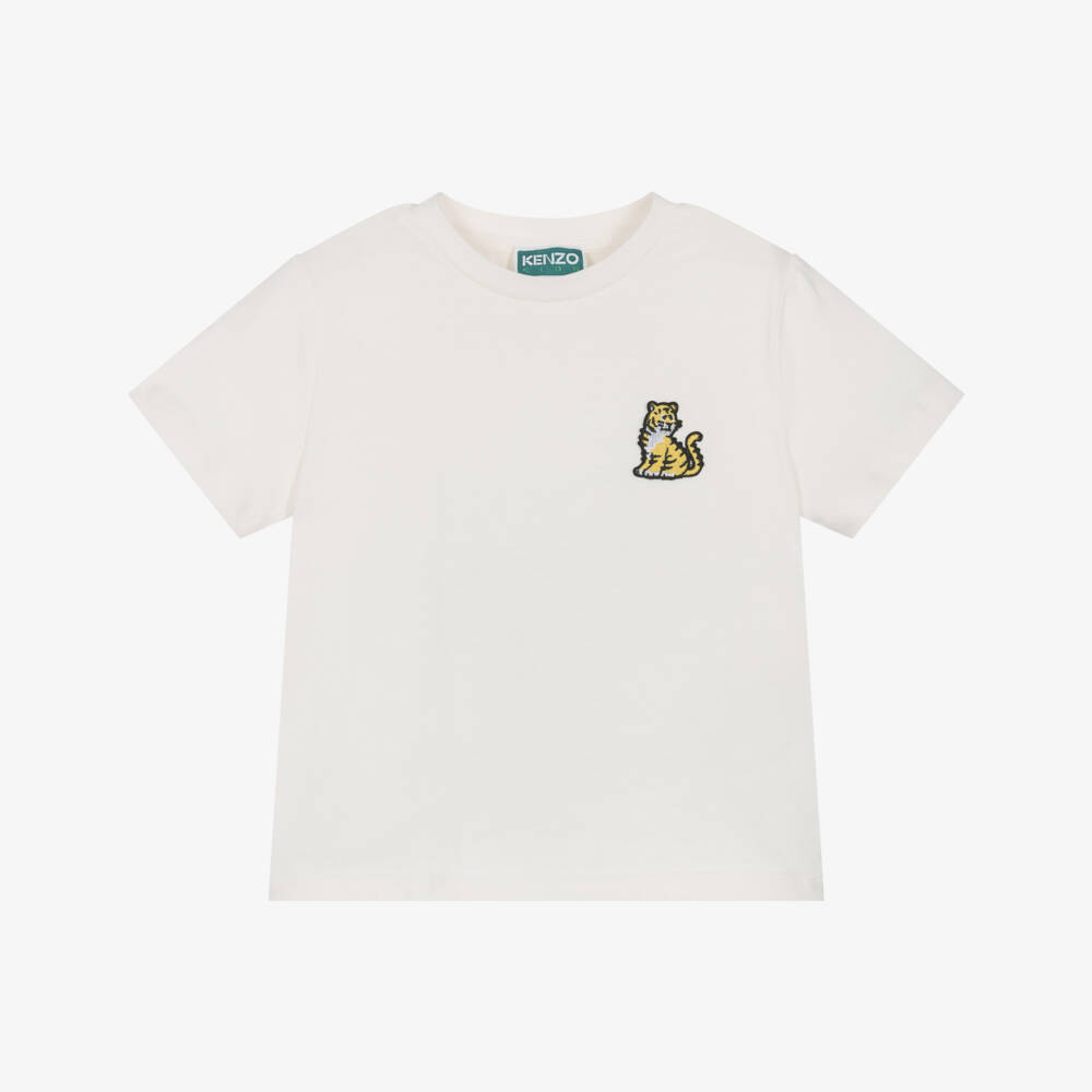 KENZO KIDS-تيشيرت عاجي بنقشة النمر للأولاد | Childrensalon Outlet