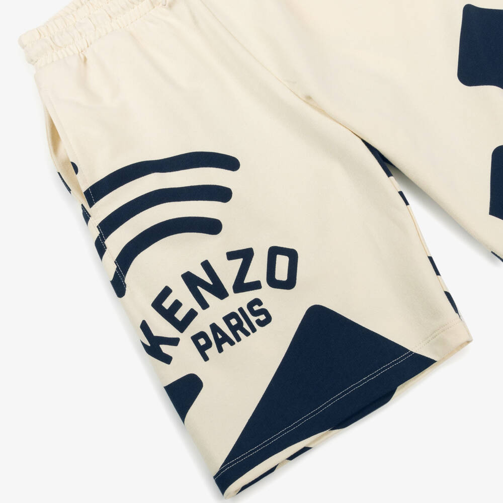 KENZO KIDS-Boys Ivory Wave Pattern Shorts | Childrensalon Outlet