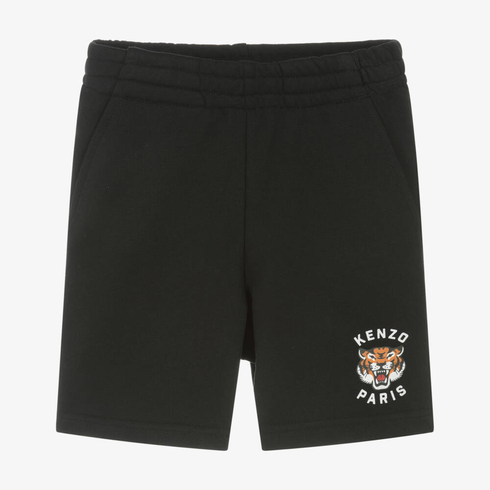 KENZO KIDS-Boys Jet Black Tiger Emblem Shorts | Childrensalon Outlet