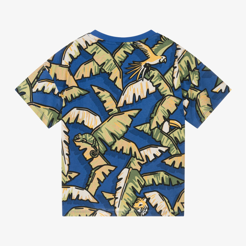 KENZO KIDS-Boys Jungle Blue Cotton Tee | Childrensalon Outlet