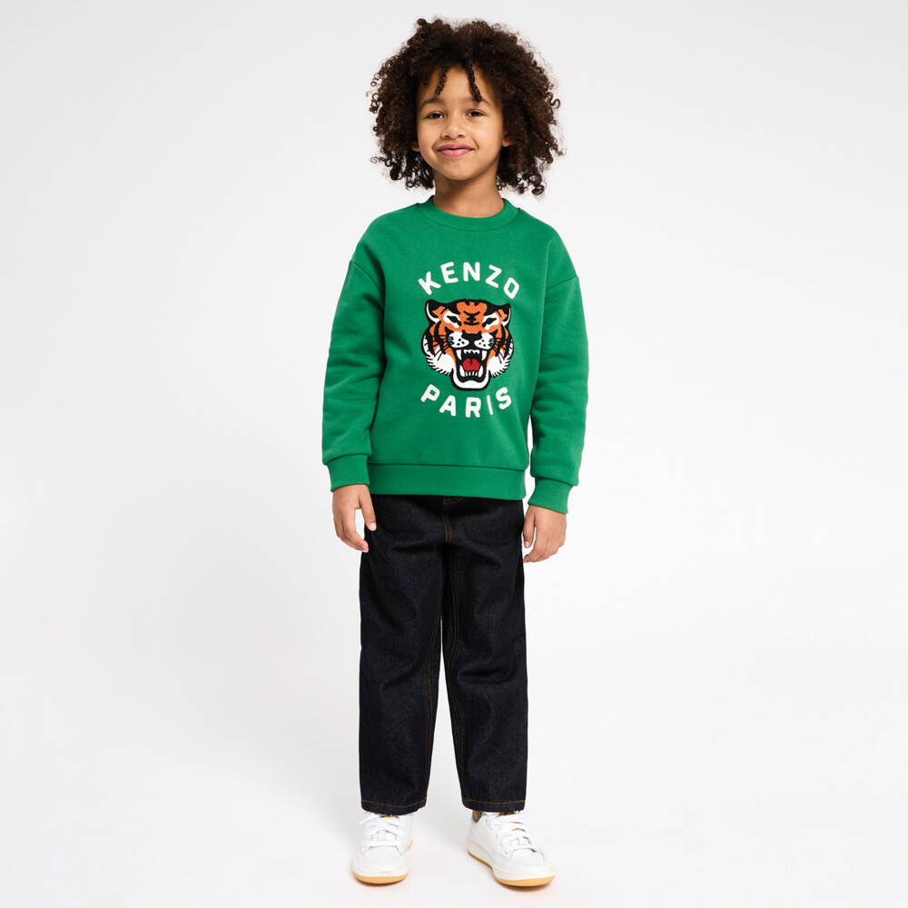 KENZO KIDS-Boys Jungle Tiger Green Sweatshirt | Childrensalon Outlet