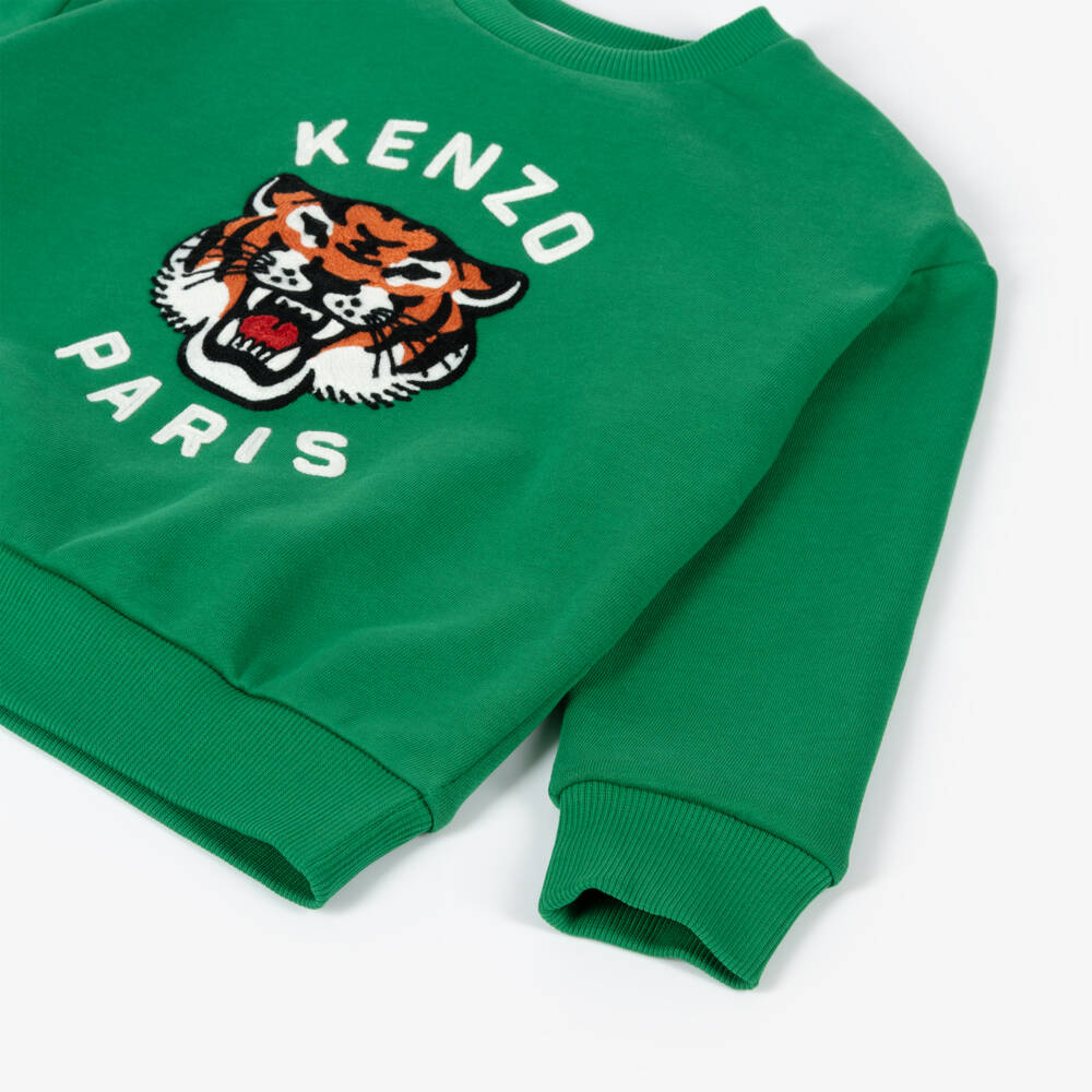 KENZO KIDS-Boys Jungle Tiger Green Sweatshirt | Childrensalon Outlet