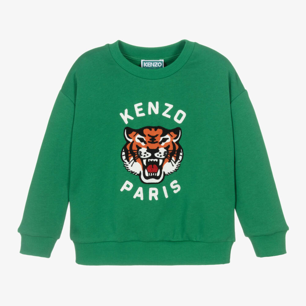 KENZO KIDS-Boys Jungle Tiger Green Sweatshirt | Childrensalon Outlet