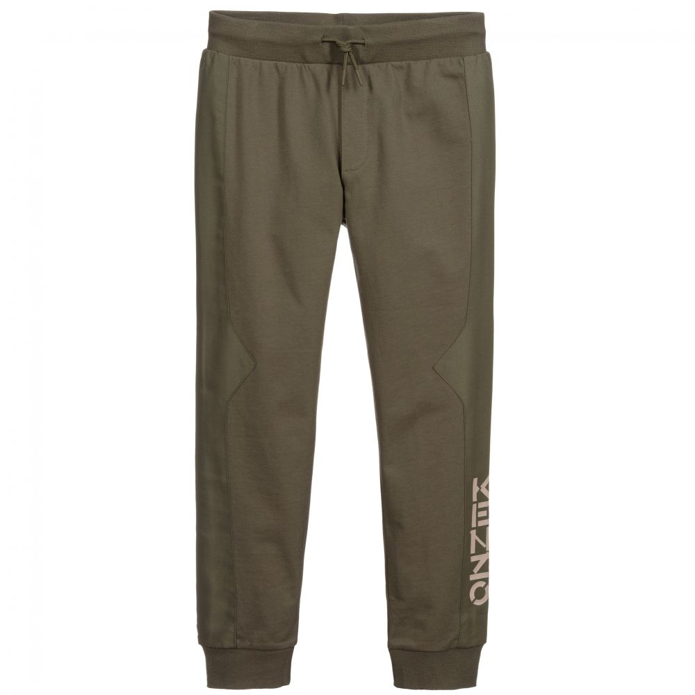 KENZO KIDS - Boys Khaki Green Joggers | Childrensalon