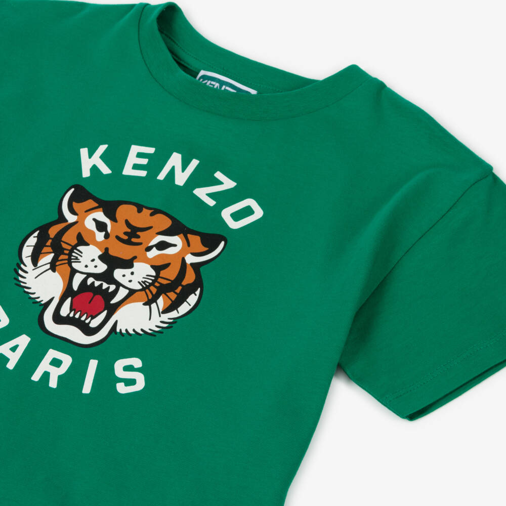 KENZO KIDS-Boys Lucky Green Tiger Tee | Childrensalon Outlet