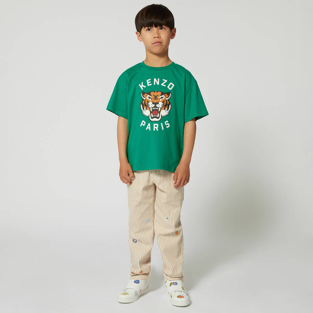 KENZO KIDS-Boys Lucky Green Tiger Tee | Childrensalon Outlet