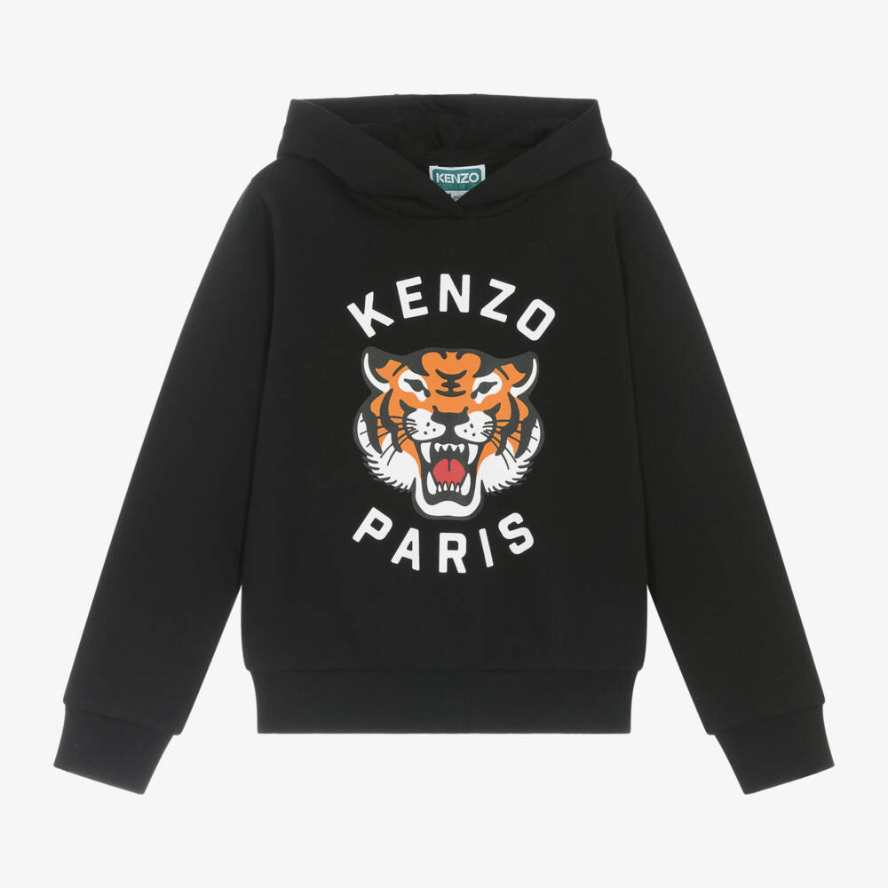 KENZO KIDS-سويت شيرت قطن بنقشة النمر للأولاد بلون منتصف الليل | Childrensalon Outlet