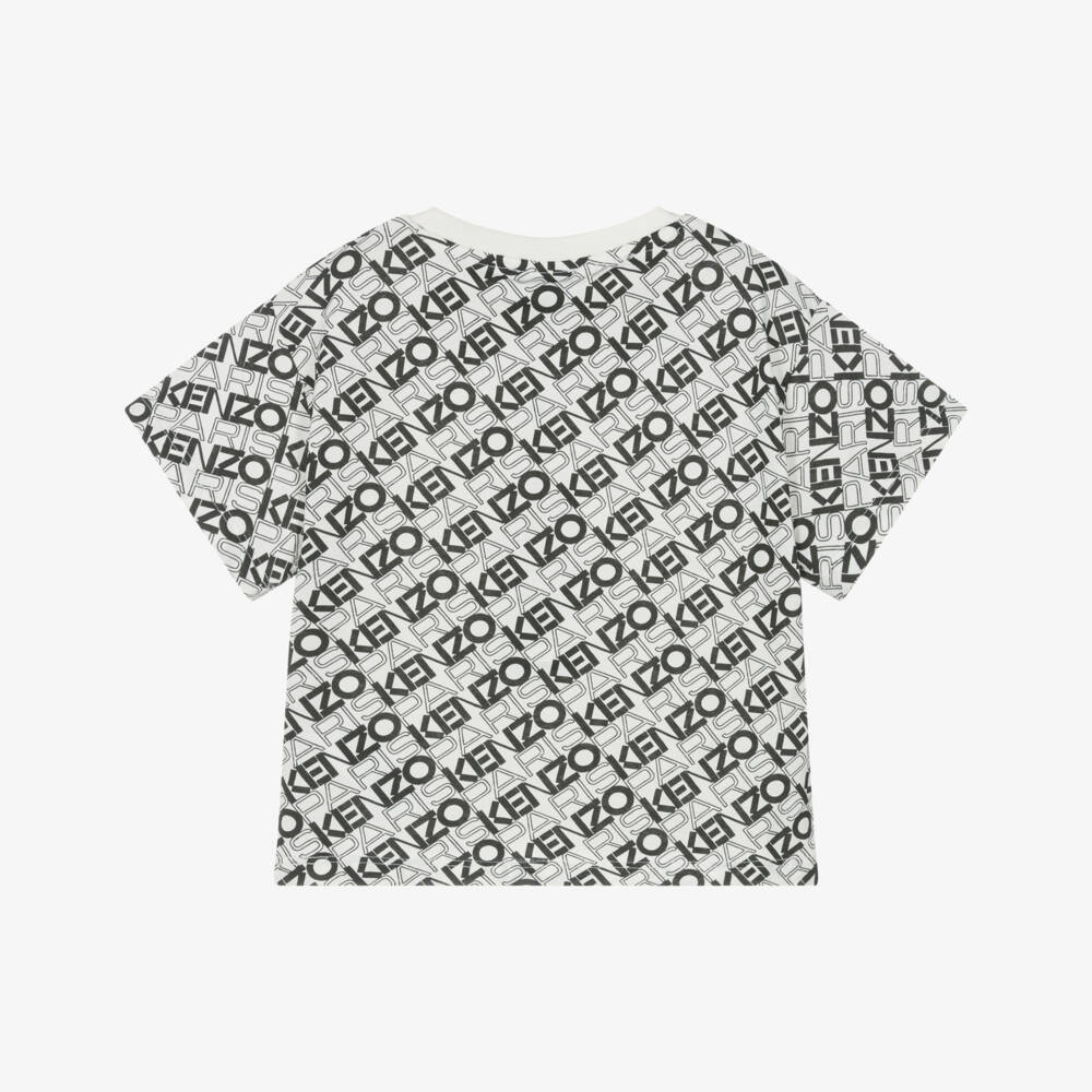 KENZO KIDS-Boys Monochrome Cotton Logo Tee | Childrensalon Outlet