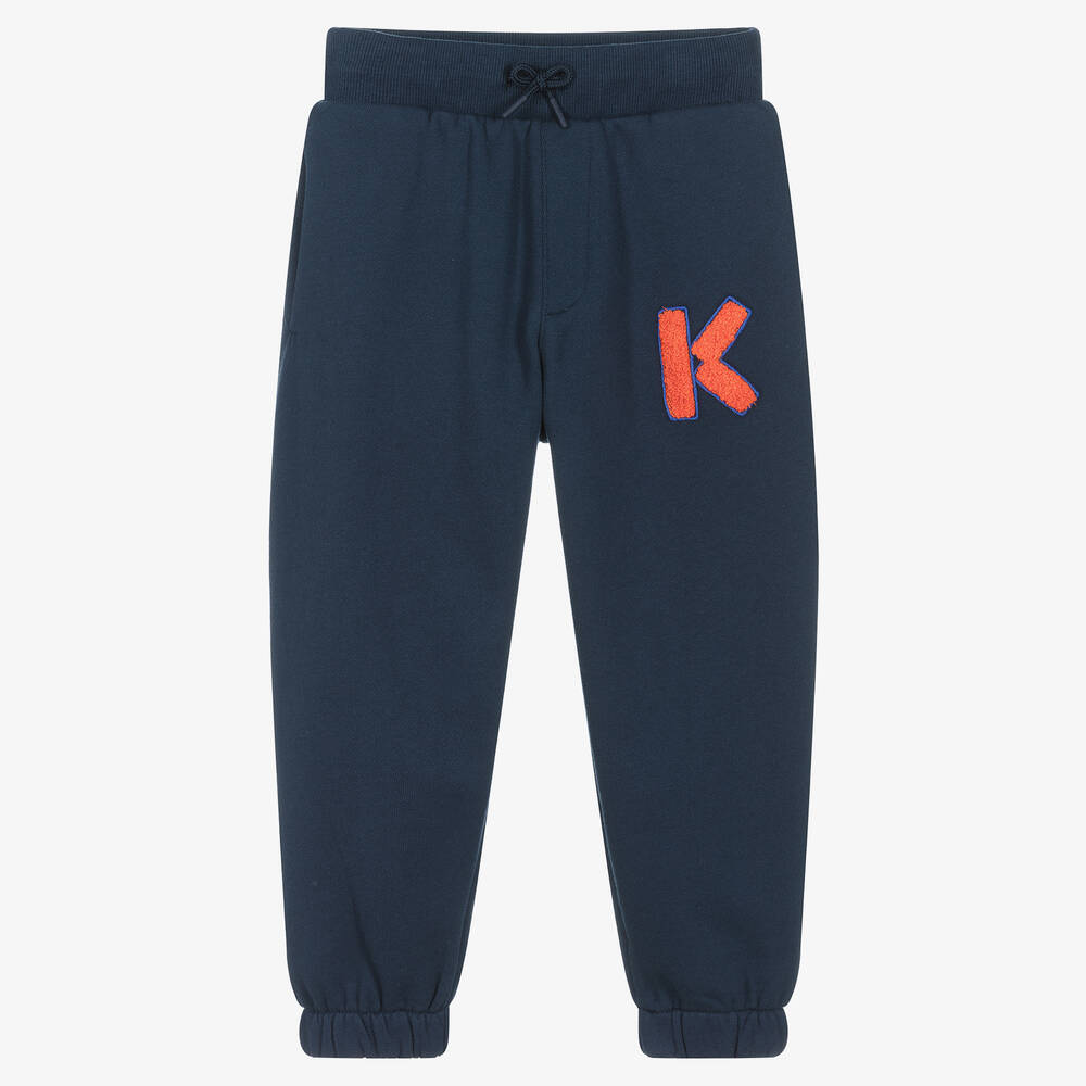 KENZO KIDS - Boys Navy Blue Cotton Joggers | Childrensalon