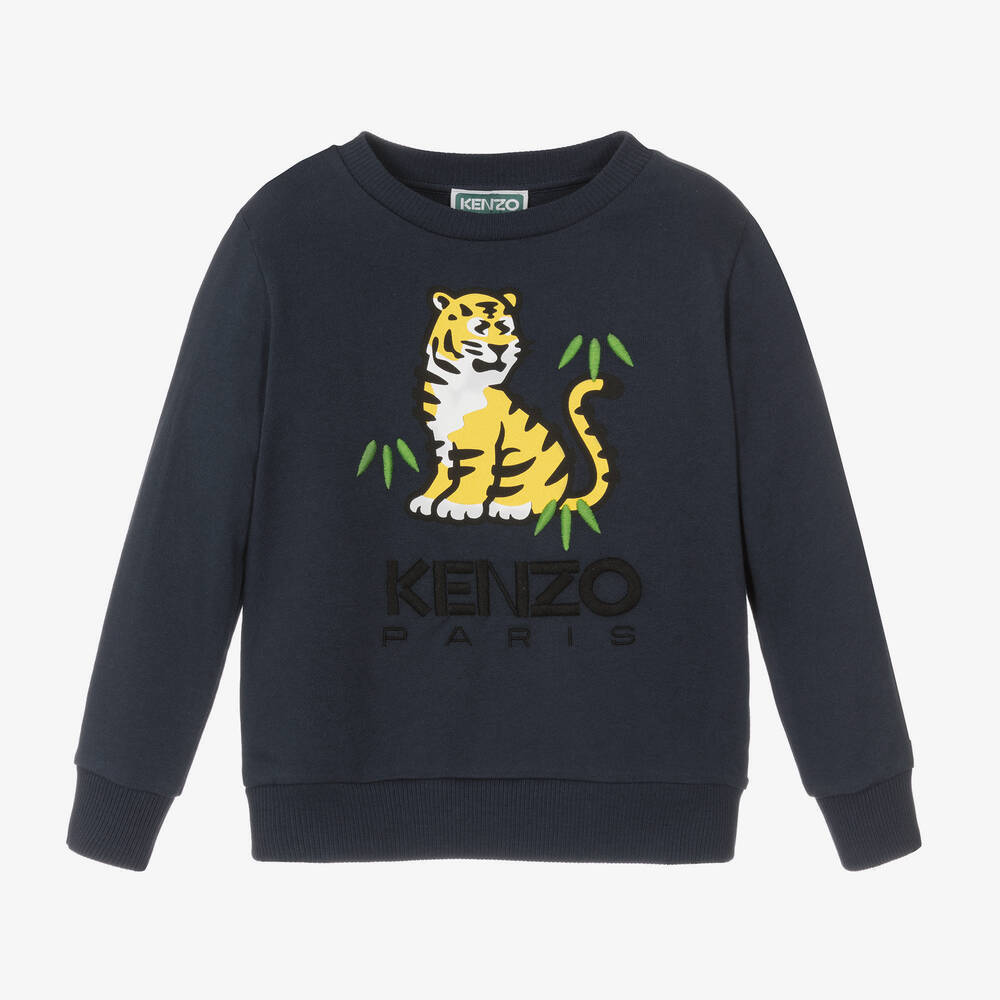 KENZO KIDS - سويتشيرت كوتورا قطن لون كحلي للأولاد | Childrensalon