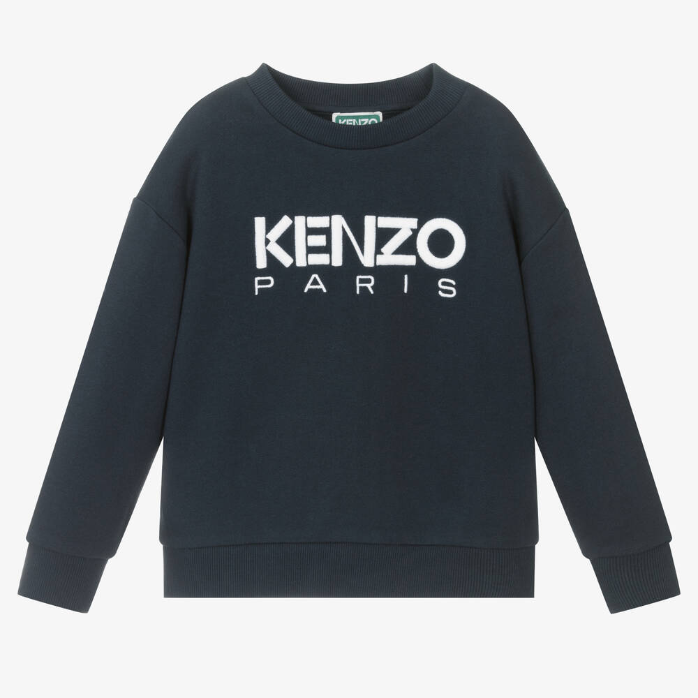 KENZO KIDS - Boys Navy Blue Cotton Logo Sweatshirt | Childrensalon