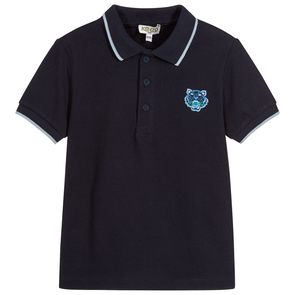 KENZO KIDS Boys Navy Blue Cotton Polo Shirt Childrensalon Outlet