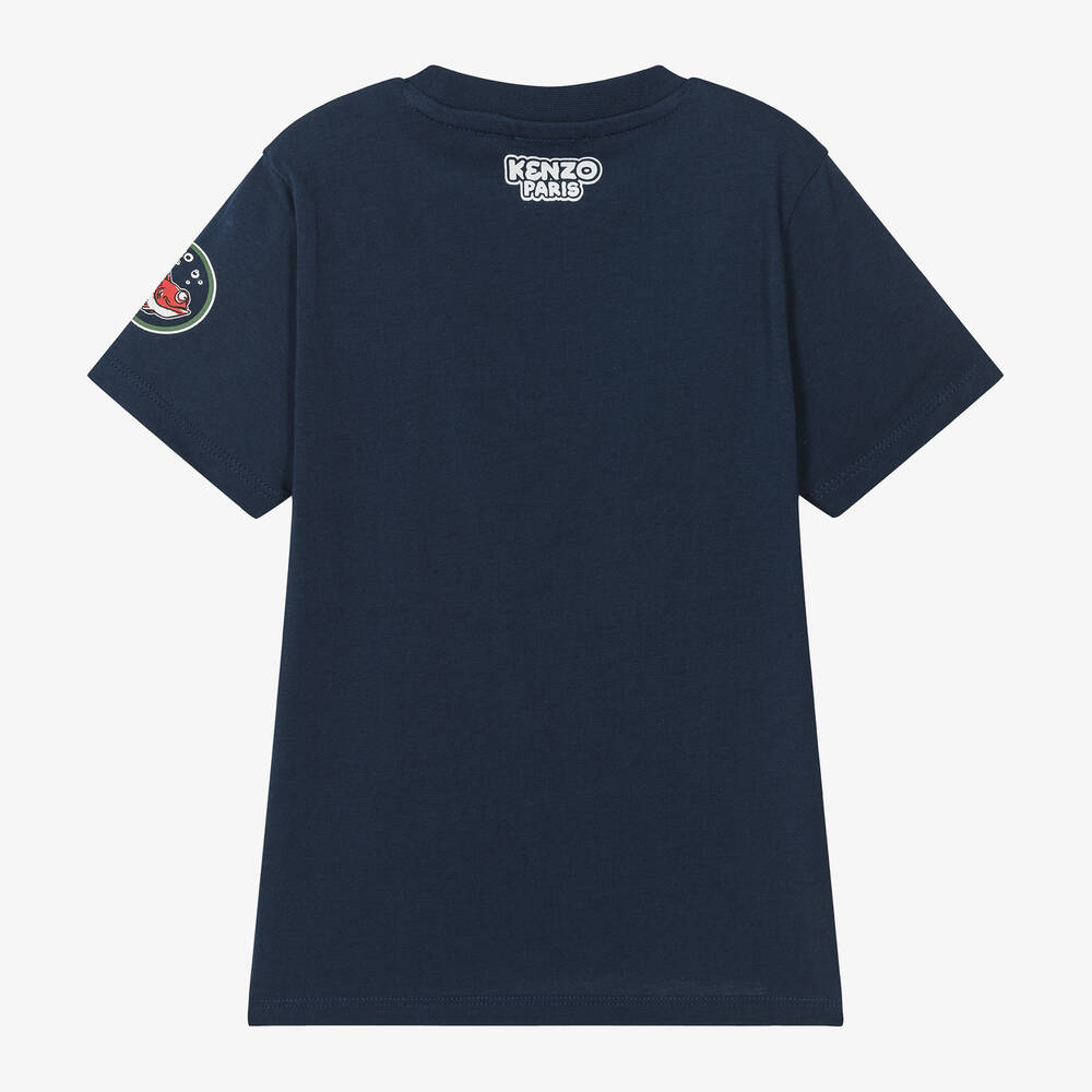KENZO KIDS Boys Navy Blue Cotton T Shirt Childrensalon Outlet