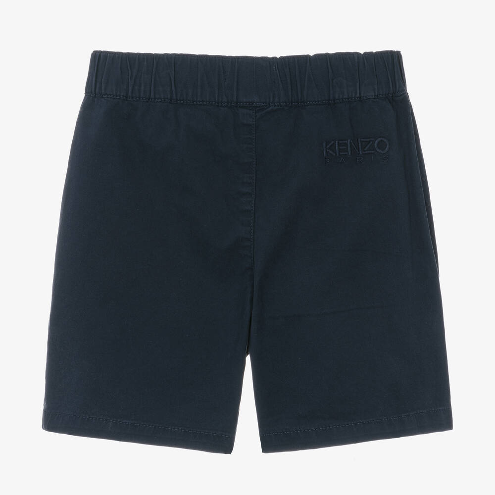 KENZO KIDS-Boys Navy Blue Cotton Twill Shorts | Childrensalon Outlet