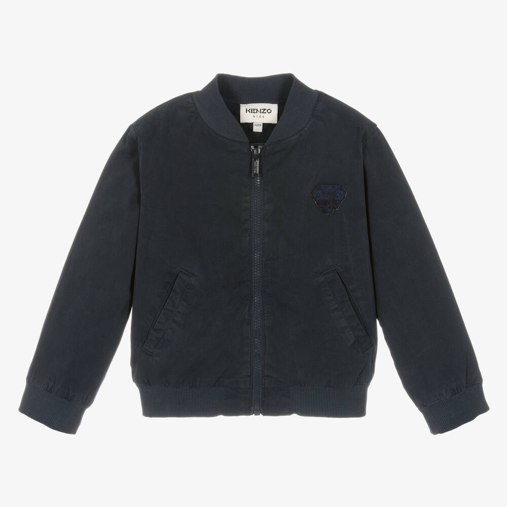 KENZO KIDS-Boys Navy Blue Elephant Logo Bomber Jacket | Childrensalon Outlet