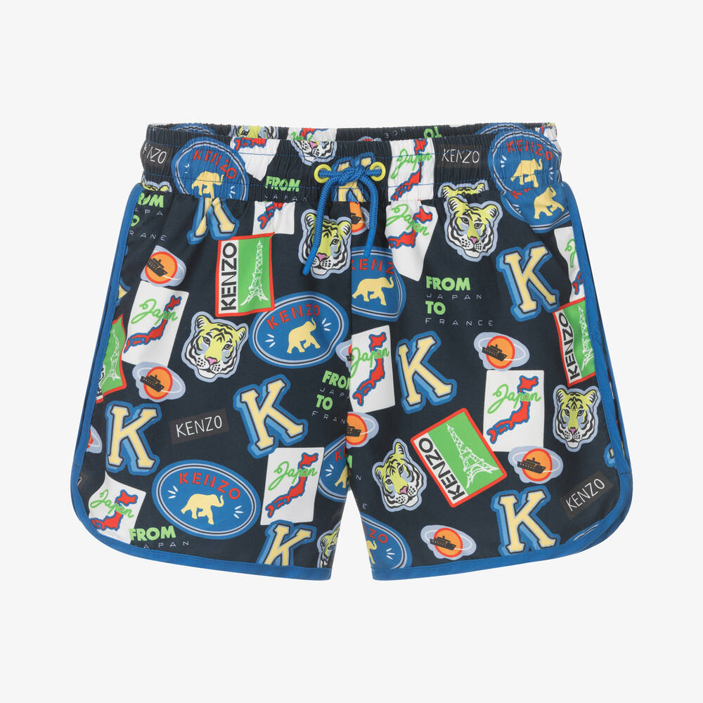 KENZO KIDS - Boys Navy Blue Logo Swim Shorts | Childrensalon