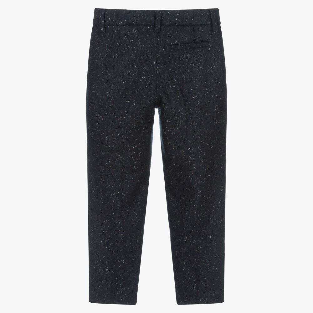 KENZO KIDS-Boys Navy Blue Speckled Trousers | Childrensalon Outlet