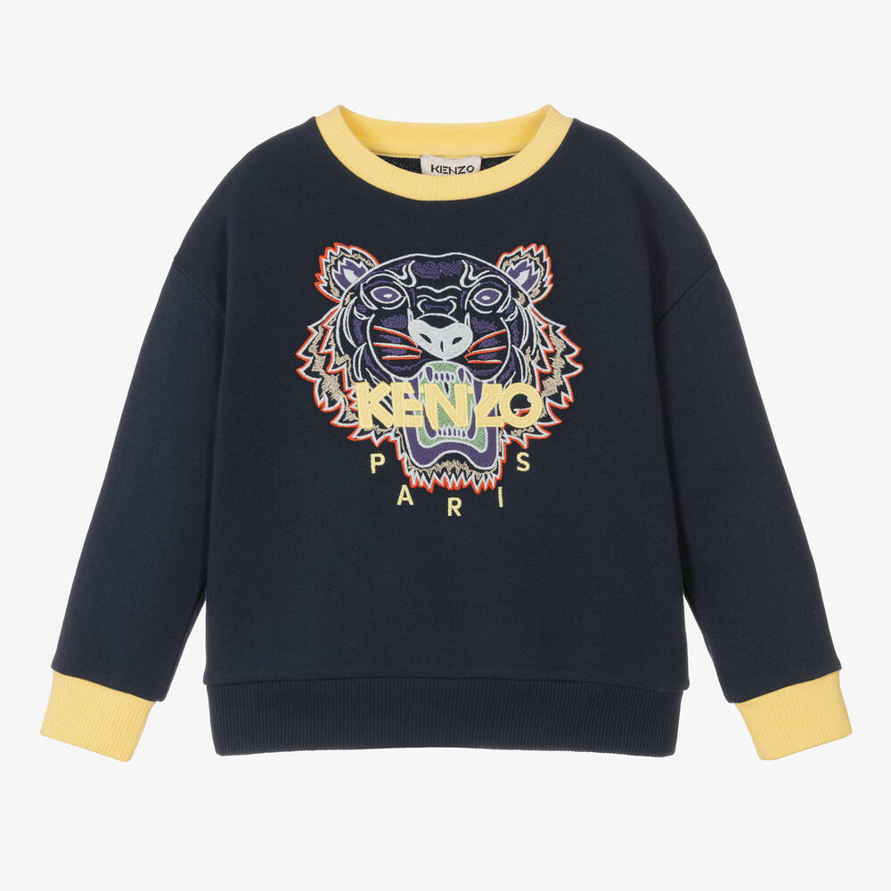 KENZO KIDS - Boys Navy Blue Tiger Embroidered Sweatshirt | Childrensalon