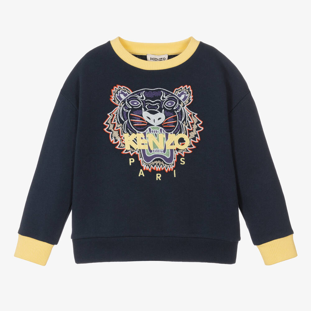 KENZO KIDS - سويتشيرت قطن لون كحلي للأولاد | Childrensalon