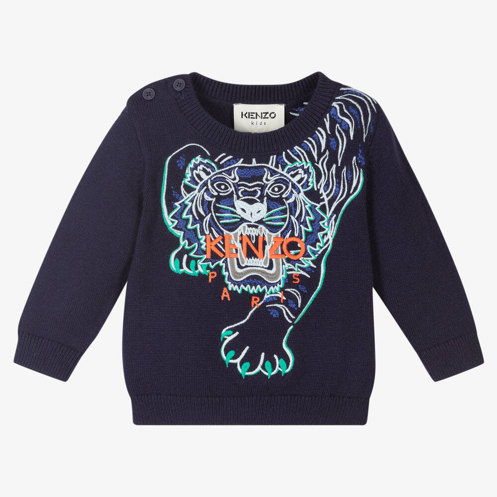 KENZO KIDS - Синий джемпер с тигром для мальчиков | Childrensalon