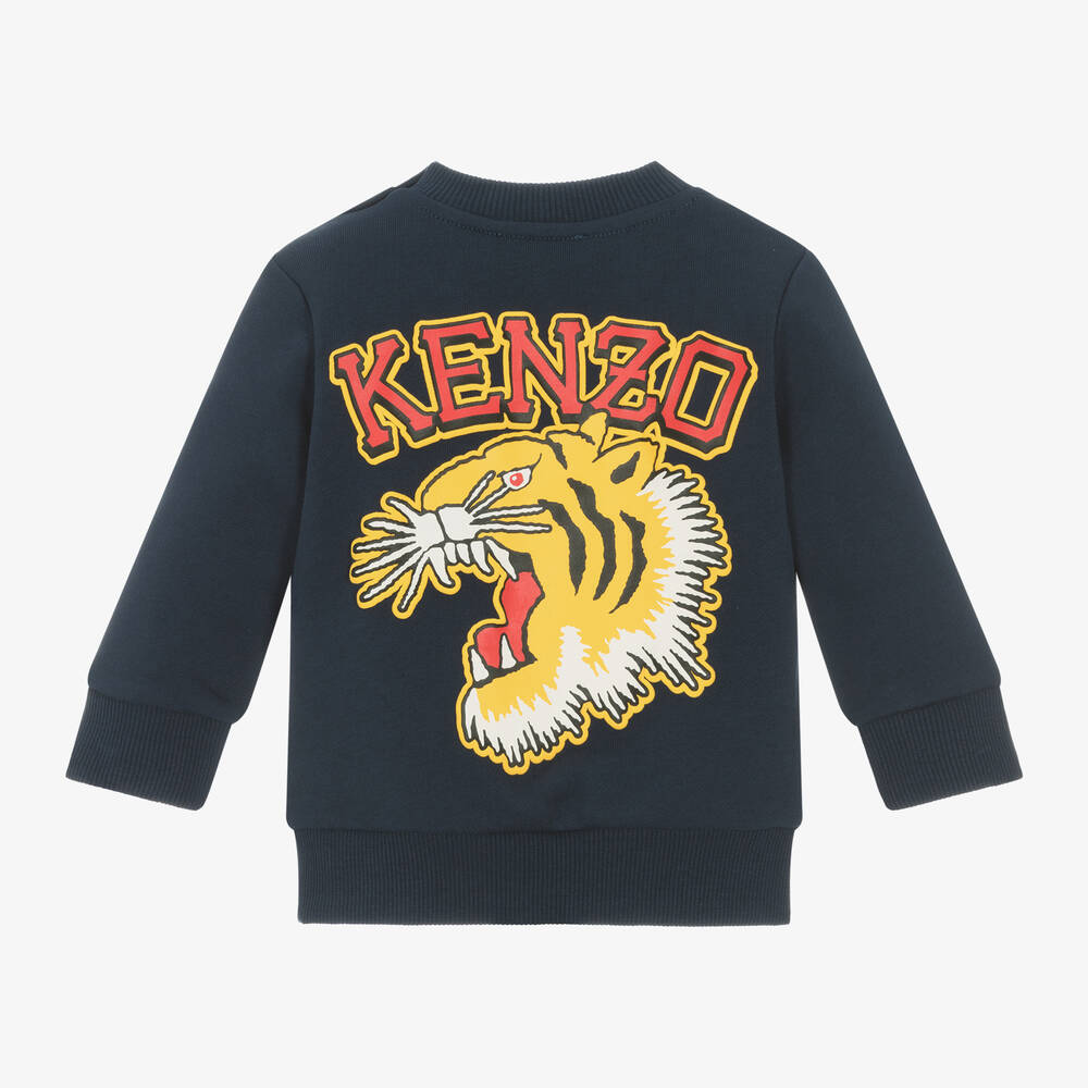KENZO KIDS Boys Navy Blue Varsity Tiger Sweatshirt