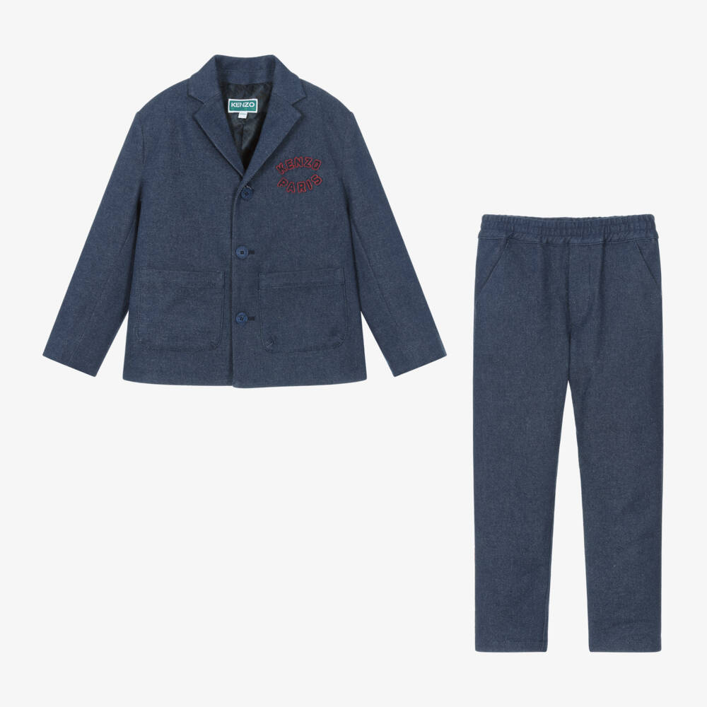 KENZO KIDS-بدلة دنيم بطبعة برج إيفل لون أزرق للأولاد | Childrensalon Outlet