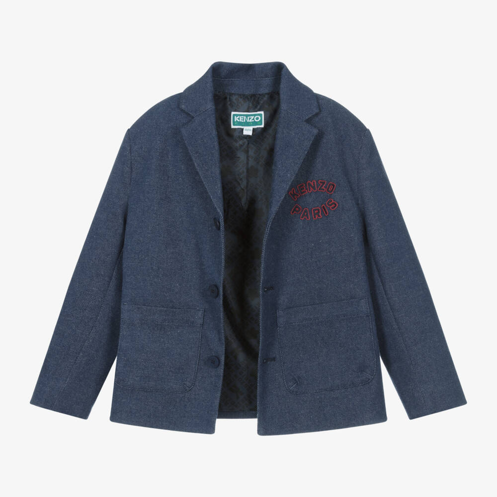 KENZO KIDS-بدلة دنيم بطبعة برج إيفل لون أزرق للأولاد | Childrensalon Outlet